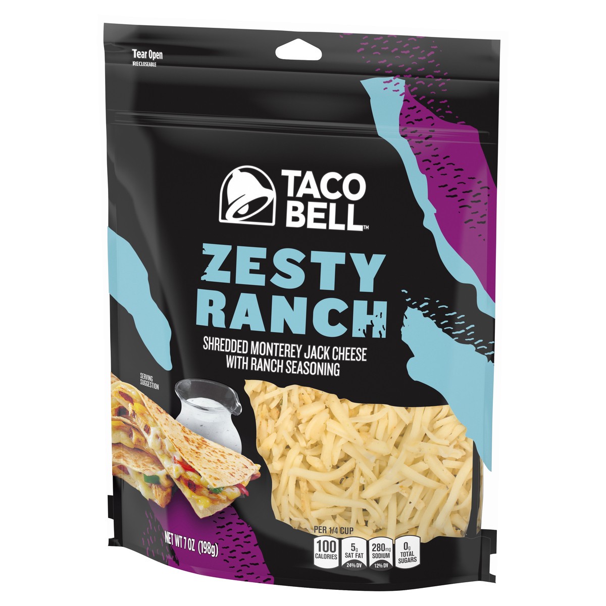 slide 3 of 10, Taco Bell Zesty Ranch Monterey Jack Shredded Cheese, 7 oz