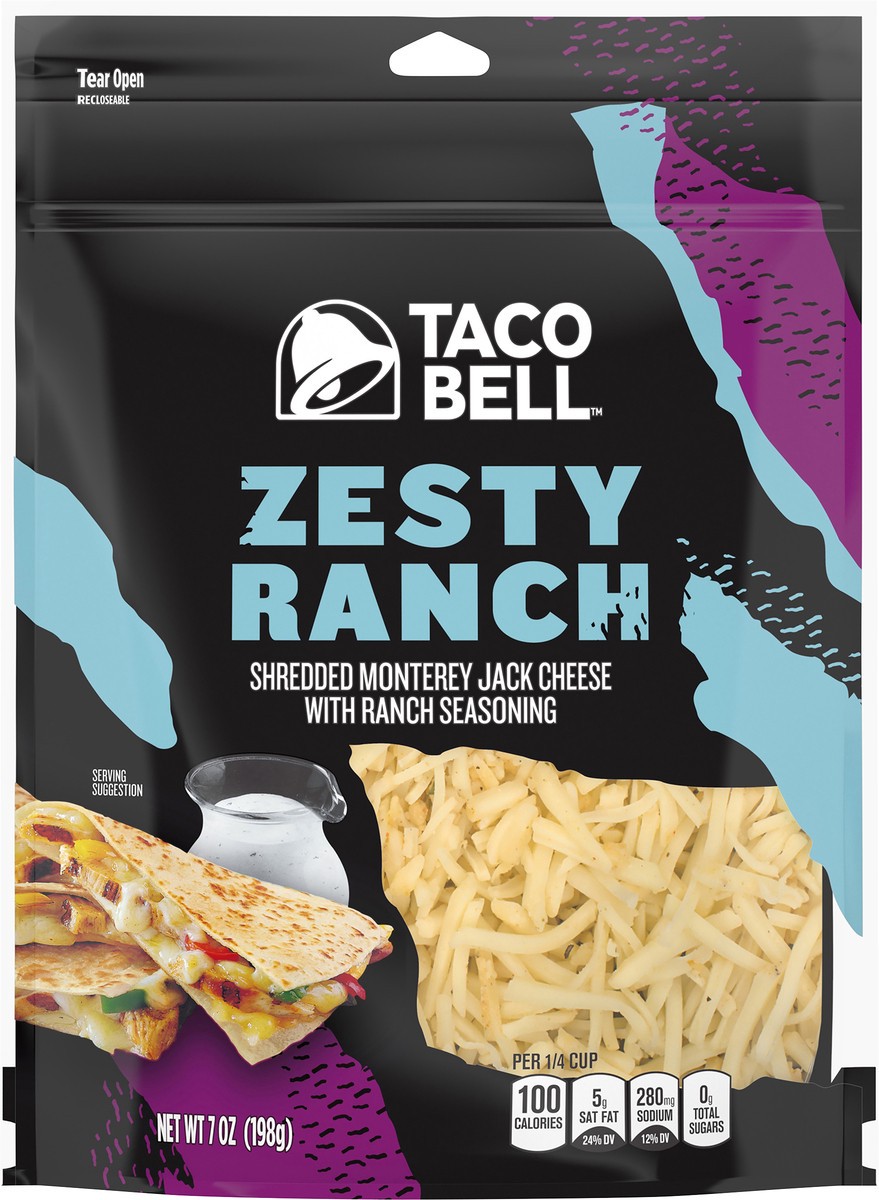 slide 9 of 10, Taco Bell Zesty Ranch Monterey Jack Shredded Cheese, 7 oz