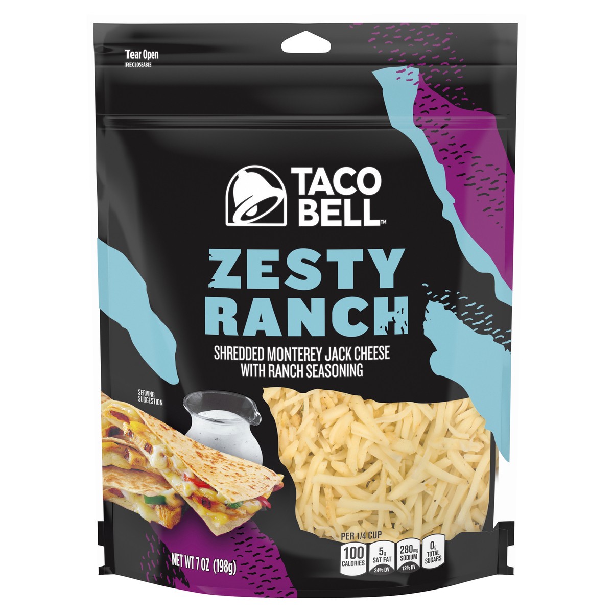 slide 1 of 10, Taco Bell Zesty Ranch Monterey Jack Shredded Cheese, 7 oz