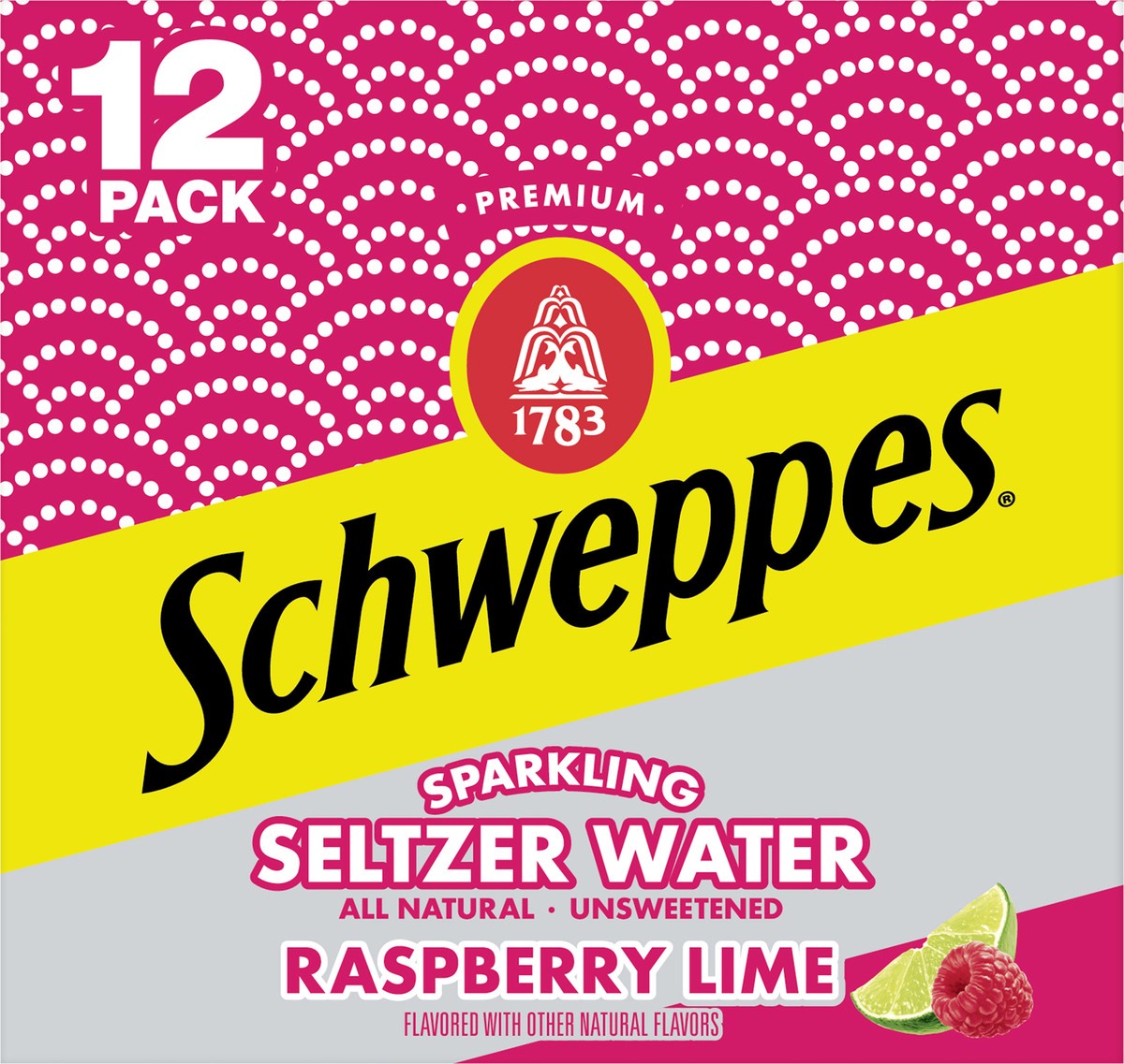 slide 7 of 7, Schweppes Raspberry Lime Sparkling Seltzer Water, 12 fl oz cans, 12 pack, 12 ct