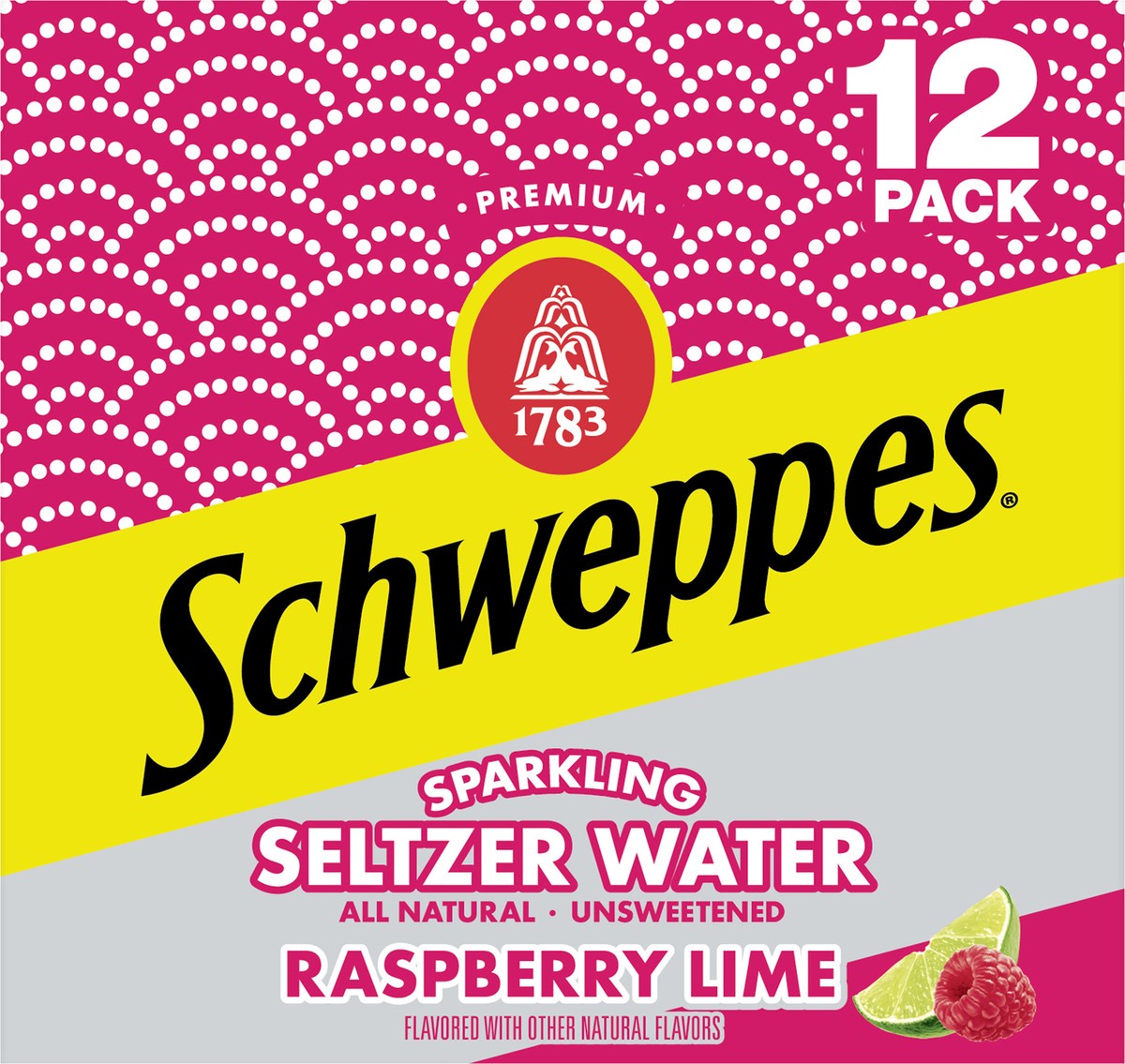 slide 3 of 7, Schweppes Raspberry Lime Sparkling Seltzer Water, 12 fl oz cans, 12 pack, 12 ct