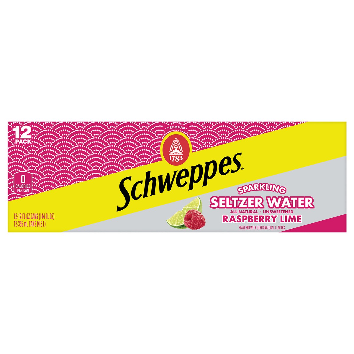 slide 1 of 7, Schweppes Raspberry Lime Sparkling Seltzer Water, 12 fl oz cans, 12 pack, 12 ct