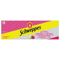 Schweppes Raspberry Lime Sparkling Seltzer Water, 12 fl oz Cans, 12 Pack