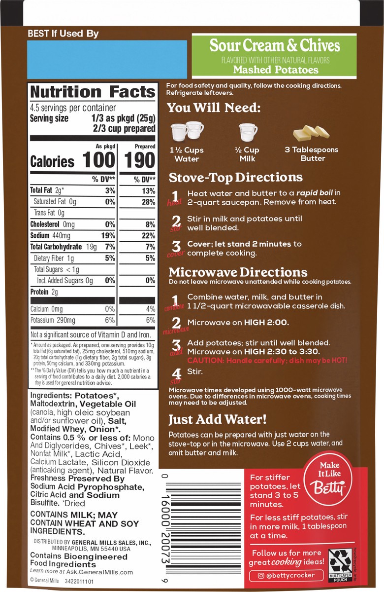 slide 8 of 9, Betty Crocker Mashed Potato Sour Cream And Chives, 4 oz