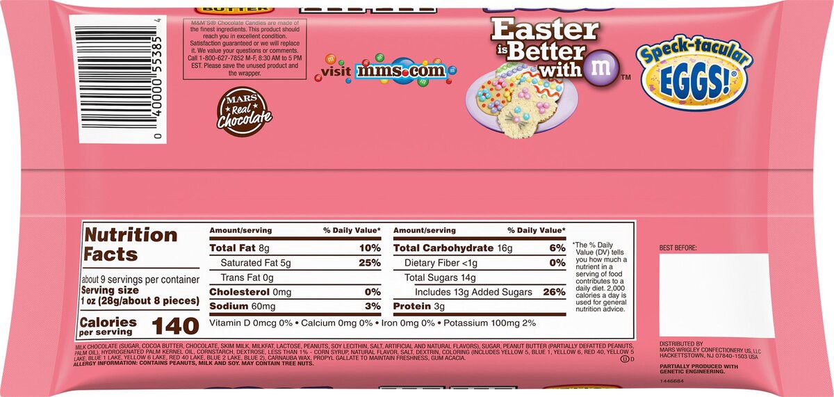slide 6 of 8, M&M's Peanut Butter Speckled Easter Eggs, 9.2 oz