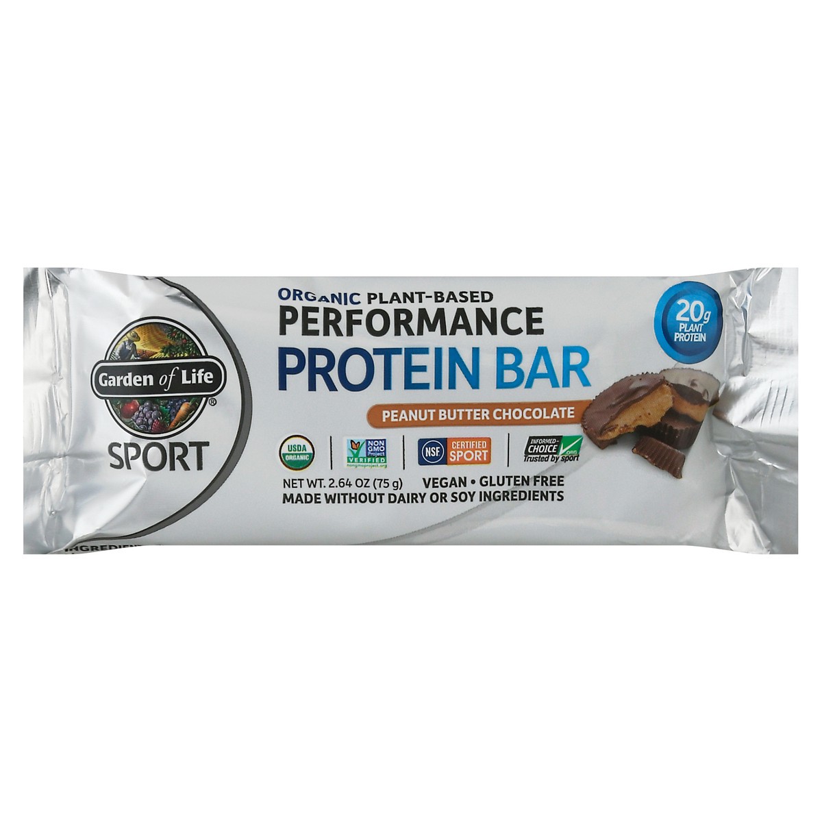 slide 1 of 12, Garden of Life Sport Organic Plant-Based Performance Peanut Butter Chocolate Protein Bar 2.64 oz, 75 gram