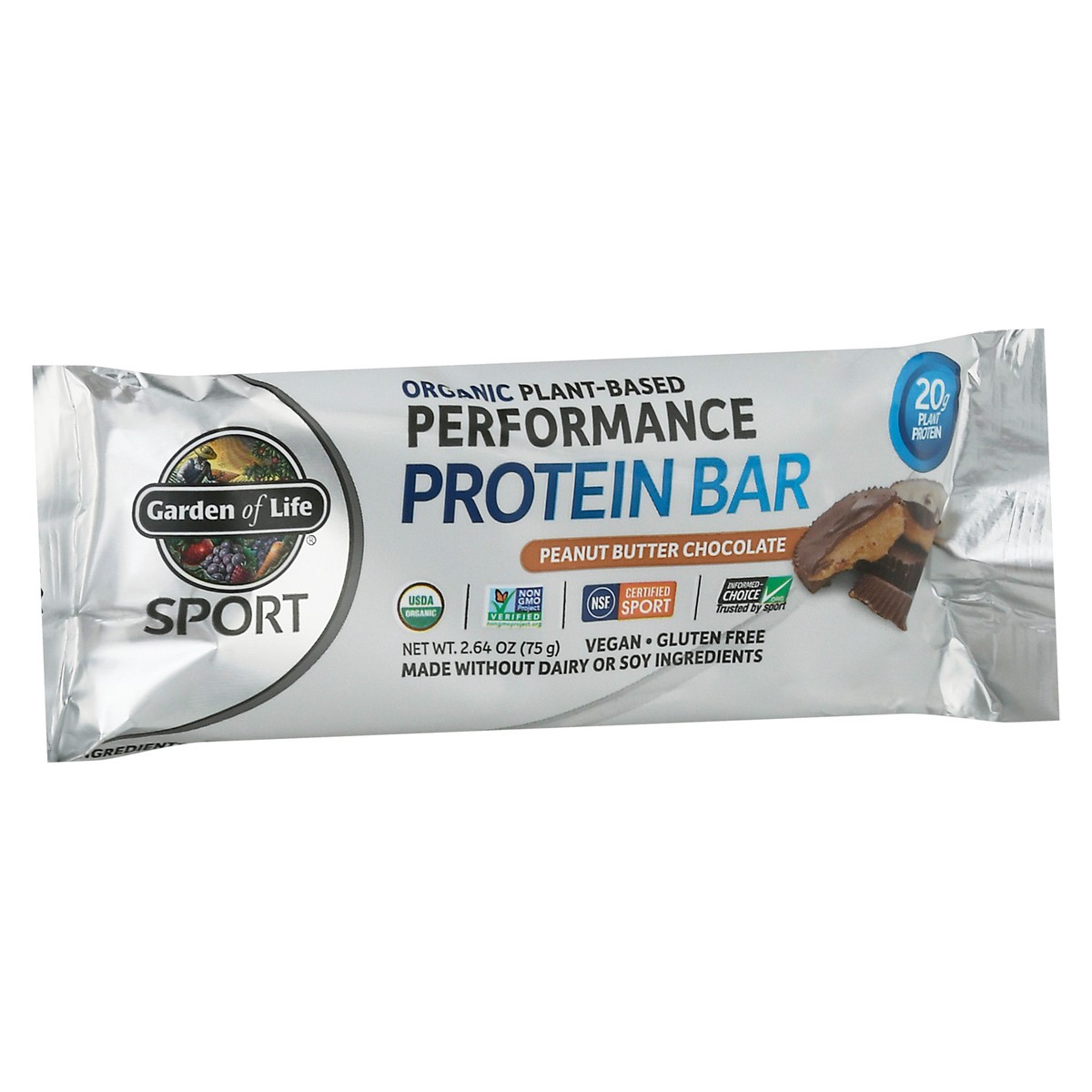 slide 8 of 12, Garden of Life Sport Organic Plant-Based Performance Peanut Butter Chocolate Protein Bar 2.64 oz, 75 gram