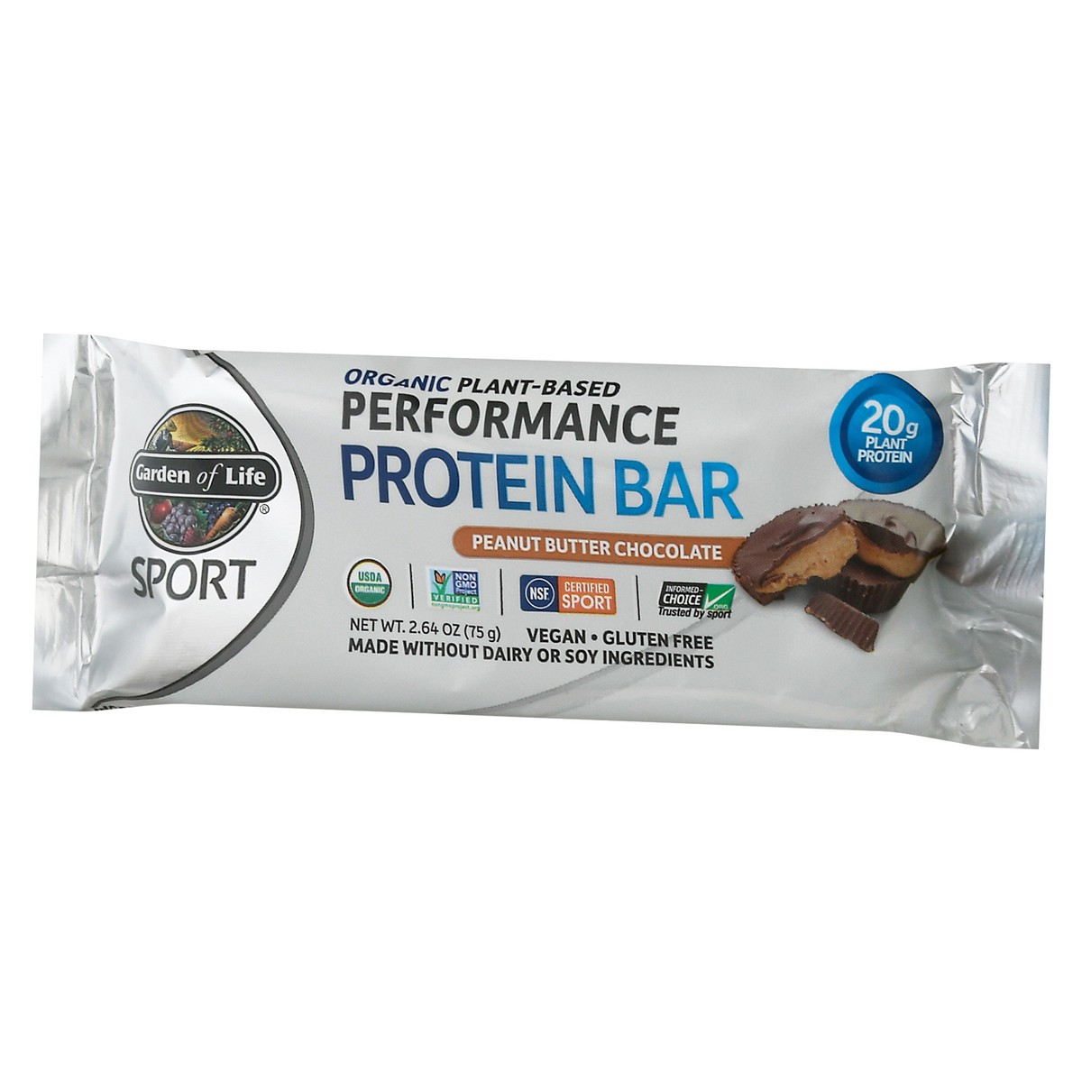 slide 9 of 12, Garden of Life Sport Organic Plant-Based Performance Peanut Butter Chocolate Protein Bar 2.64 oz, 75 gram