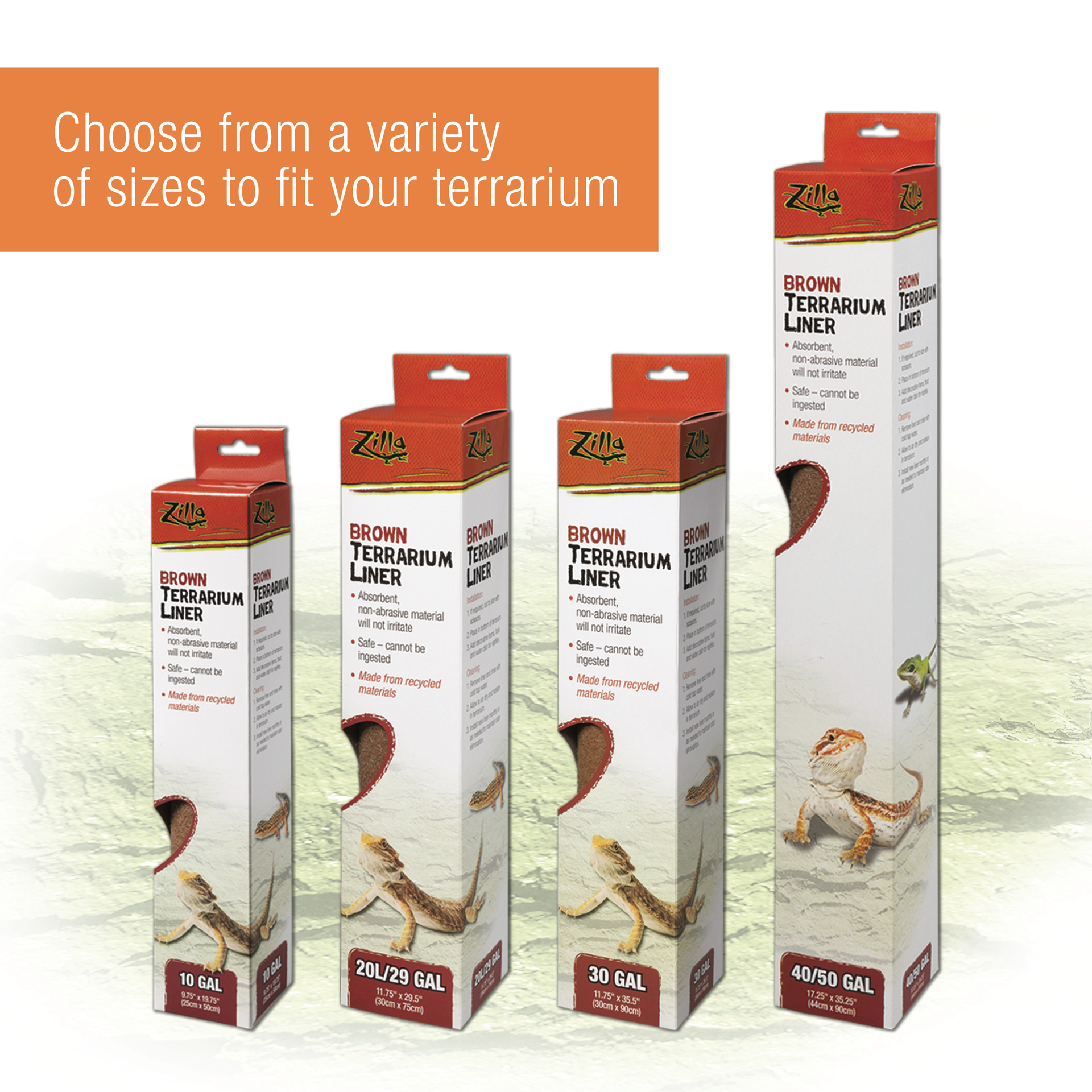 slide 9 of 10, Zilla Reptile Terrarium Liners Brown 10/20X Gallon, 1 ct