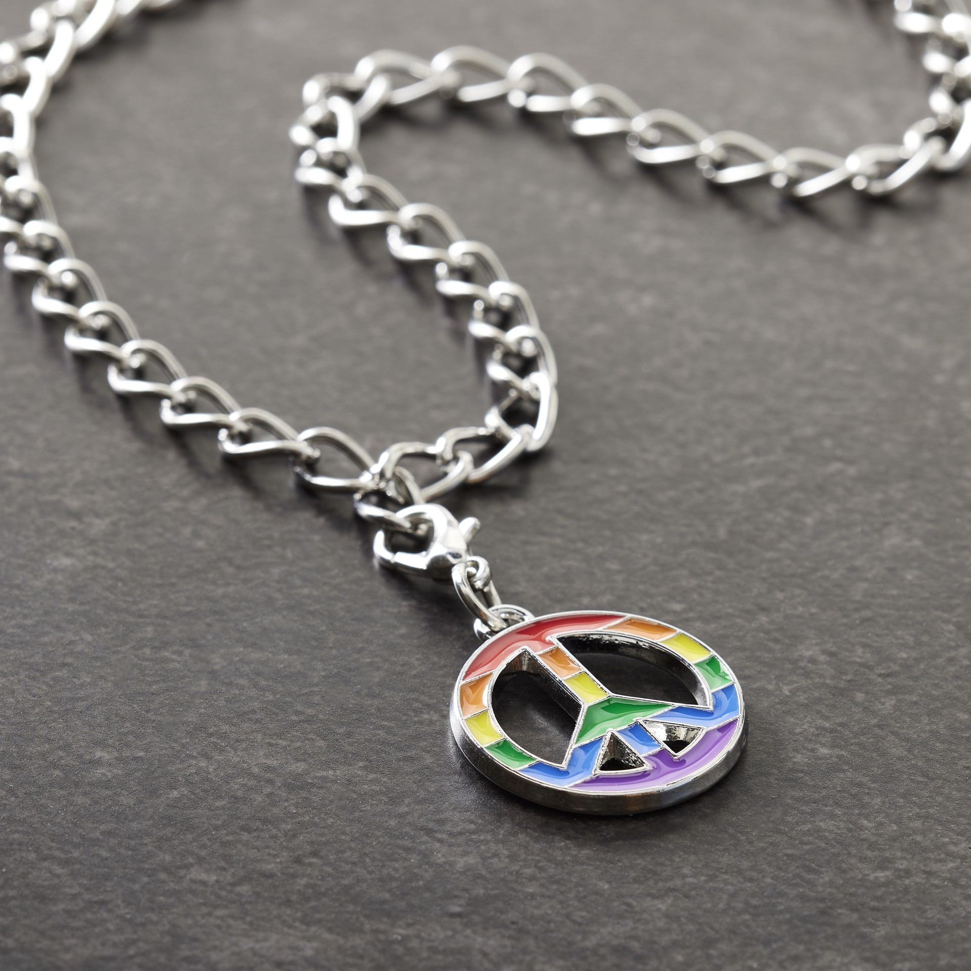 slide 3 of 3, Rainbow Peace Sign Charm By Bead Landing, 21 mm charm diameter