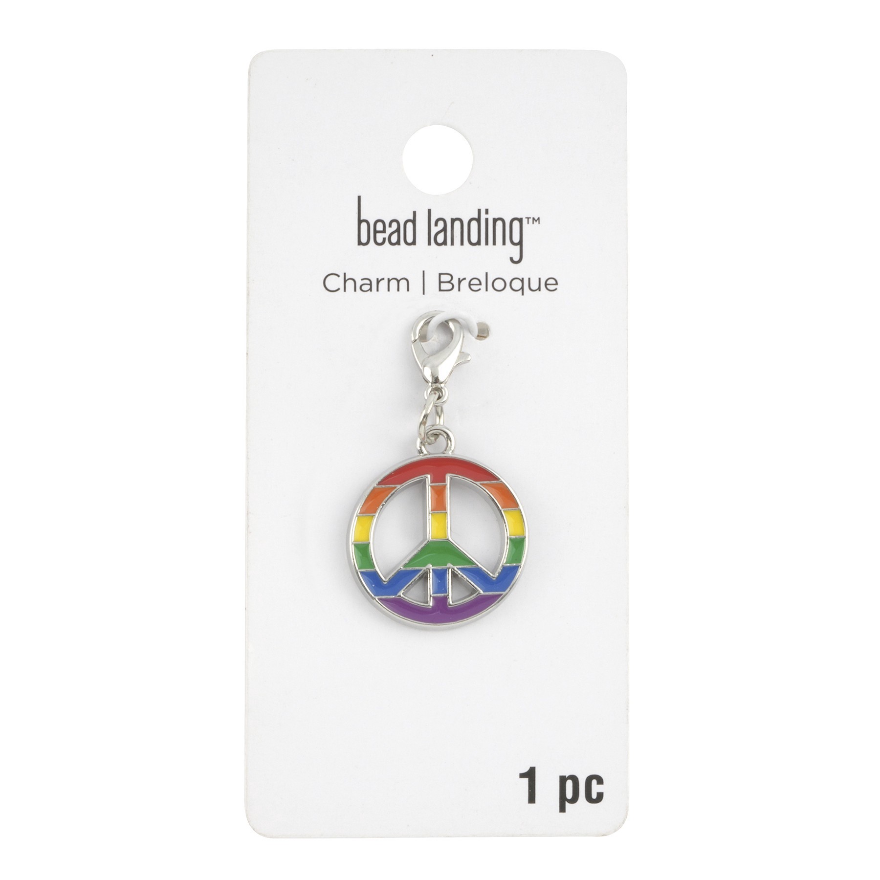 slide 2 of 3, Rainbow Peace Sign Charm By Bead Landing, 21 mm charm diameter