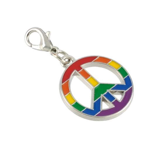 slide 1 of 3, Rainbow Peace Sign Charm By Bead Landing, 21 mm charm diameter