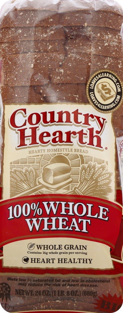 slide 5 of 9, Country Hearth 100% Whole Wheat Bread 24 oz, 24 oz