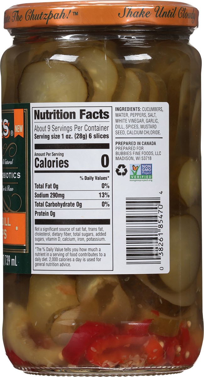 slide 11 of 13, Bubbies Spicy Kosher Dill Pickle Chips 25 fl oz, 25 fl oz