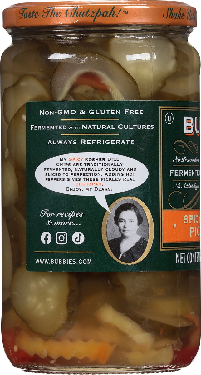 slide 4 of 13, Bubbies Spicy Kosher Dill Pickle Chips 25 fl oz, 25 fl oz