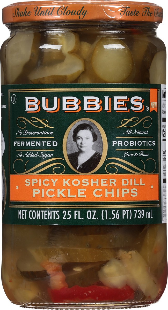 slide 3 of 13, Bubbies Spicy Kosher Dill Pickle Chips 25 fl oz, 25 fl oz