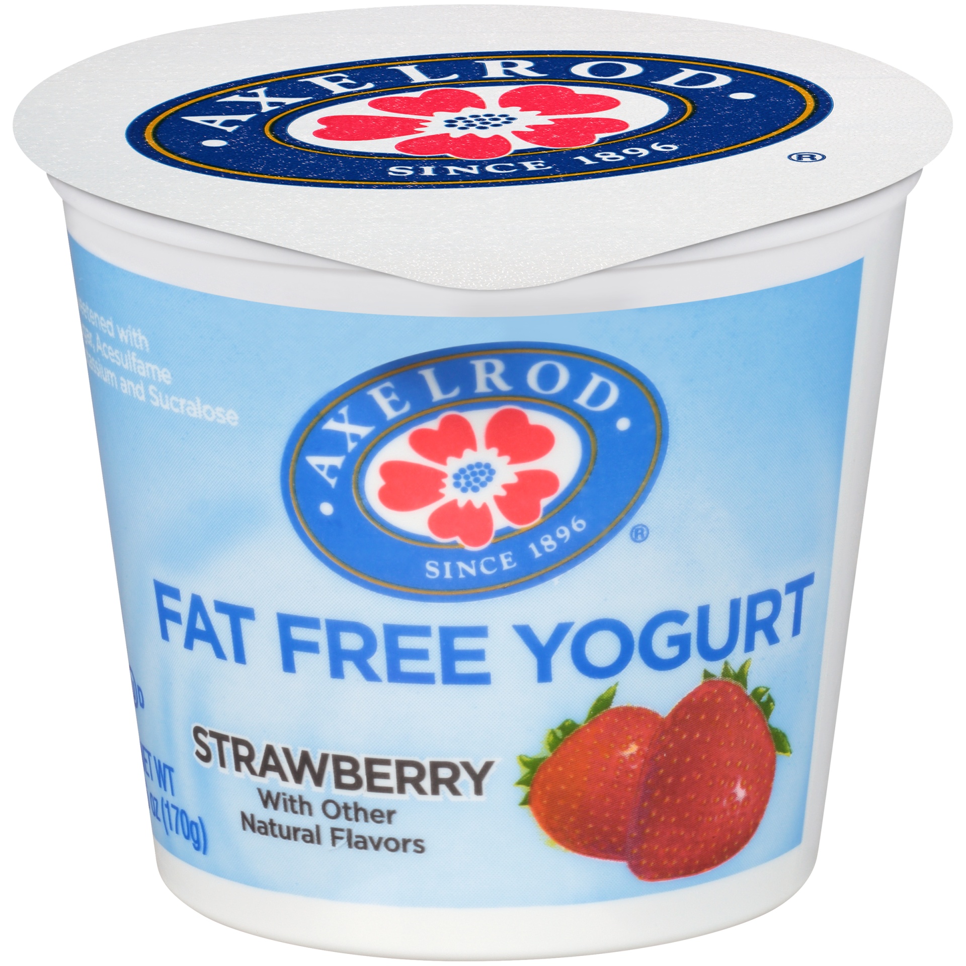 slide 1 of 7, Axelrod Fat Free Strawberry Yogurt, 6 oz