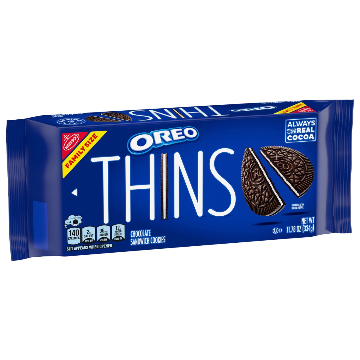 slide 4 of 13, OREO Thins Chocolate Sandwich Cookies, Family Size, 11.78 oz, 11.78 oz