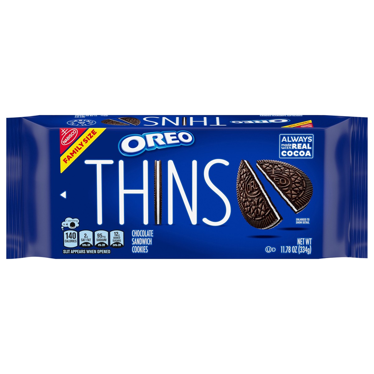 slide 1 of 13, OREO Thins Chocolate Sandwich Cookies, Family Size- 11.78 oz, 11.78 oz
