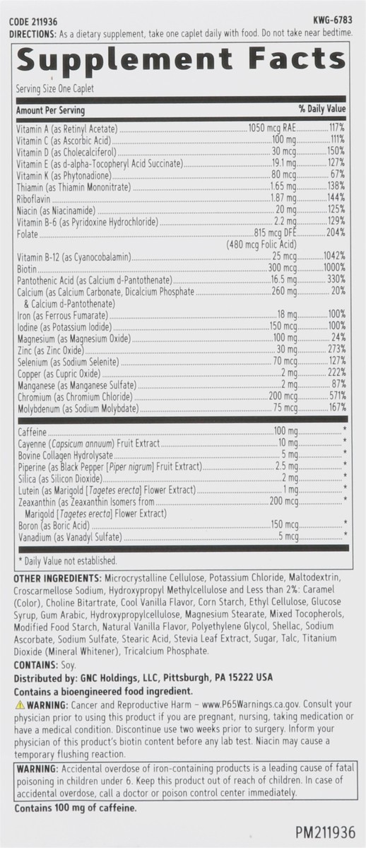 slide 8 of 9, Gnc Women's One Daily Multivitamin, Energy, Caplets, 60 ct