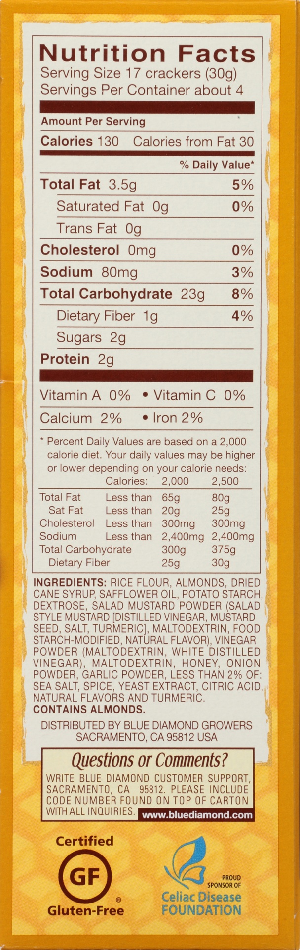 Blue Diamond Almonds NutThins Almonds Honey Mustard Cracker Snacks 4.