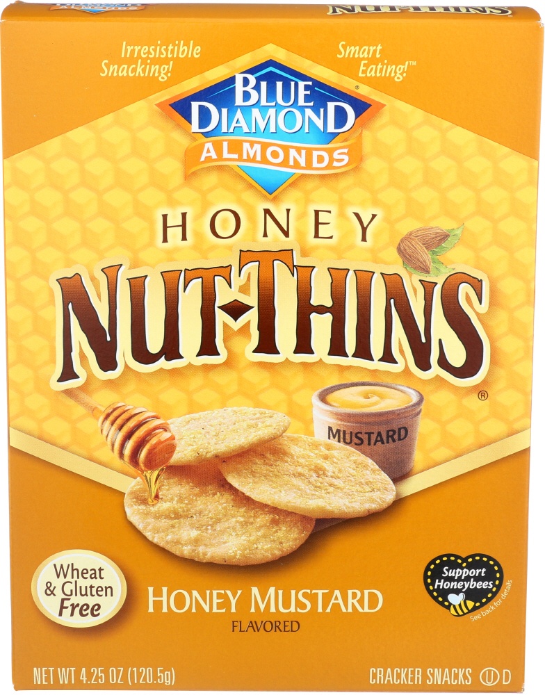 slide 1 of 1, Blue Diamond Almonds Nut-Thins Almonds Honey Mustard Cracker Snacks, 4.25 oz