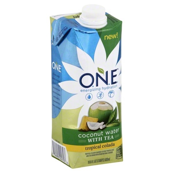 slide 1 of 1, O.N.E. Coconut Water, With Tea, Tropical Colada, 16.9 fl oz