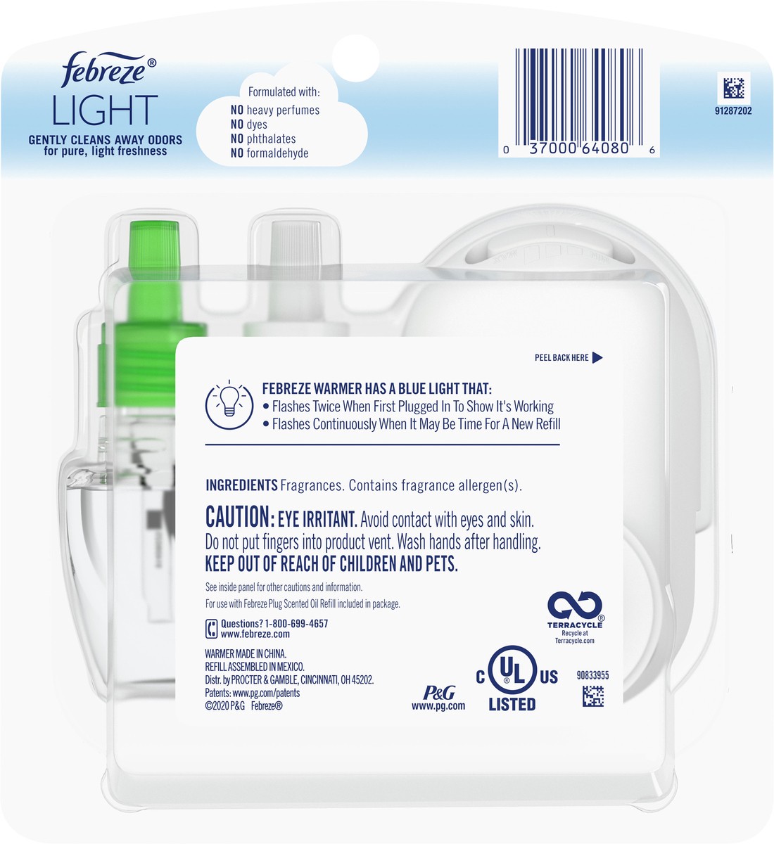 slide 2 of 3, Febreze LIGHT Fade Defy PLUG Air Freshener, Bamboo, Starter Kit & (1) .87 fl. oz. Single Oil Refill, 1 ct