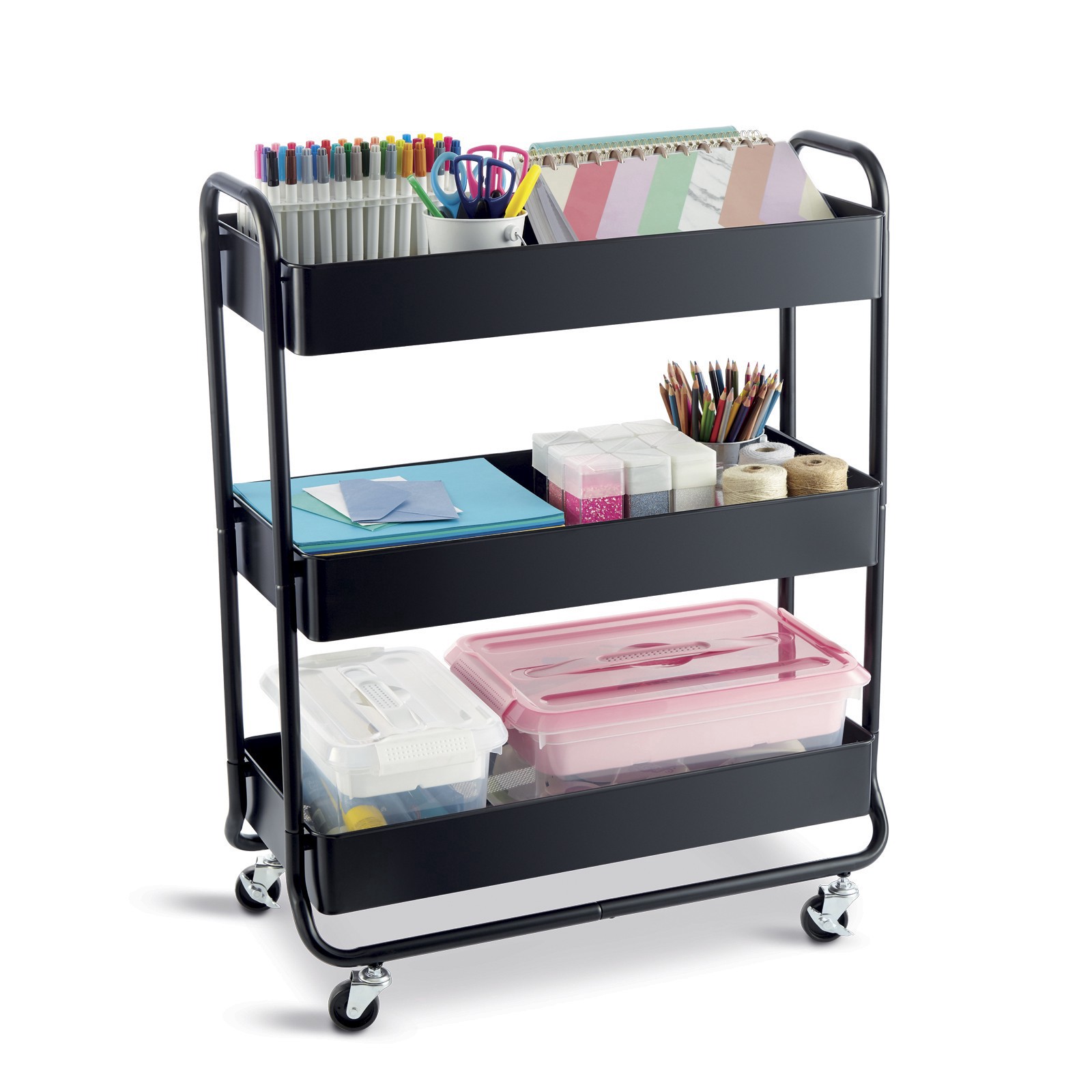slide 4 of 5, Hudson Rolling Cart By Simply Tidy, 26.18 in x 12.83 in x 32.67 in