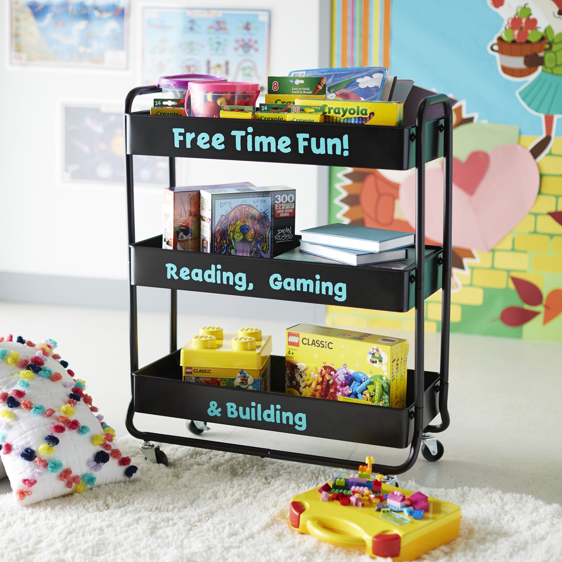 slide 3 of 5, Hudson Rolling Cart By Simply Tidy, 26.18 in x 12.83 in x 32.67 in