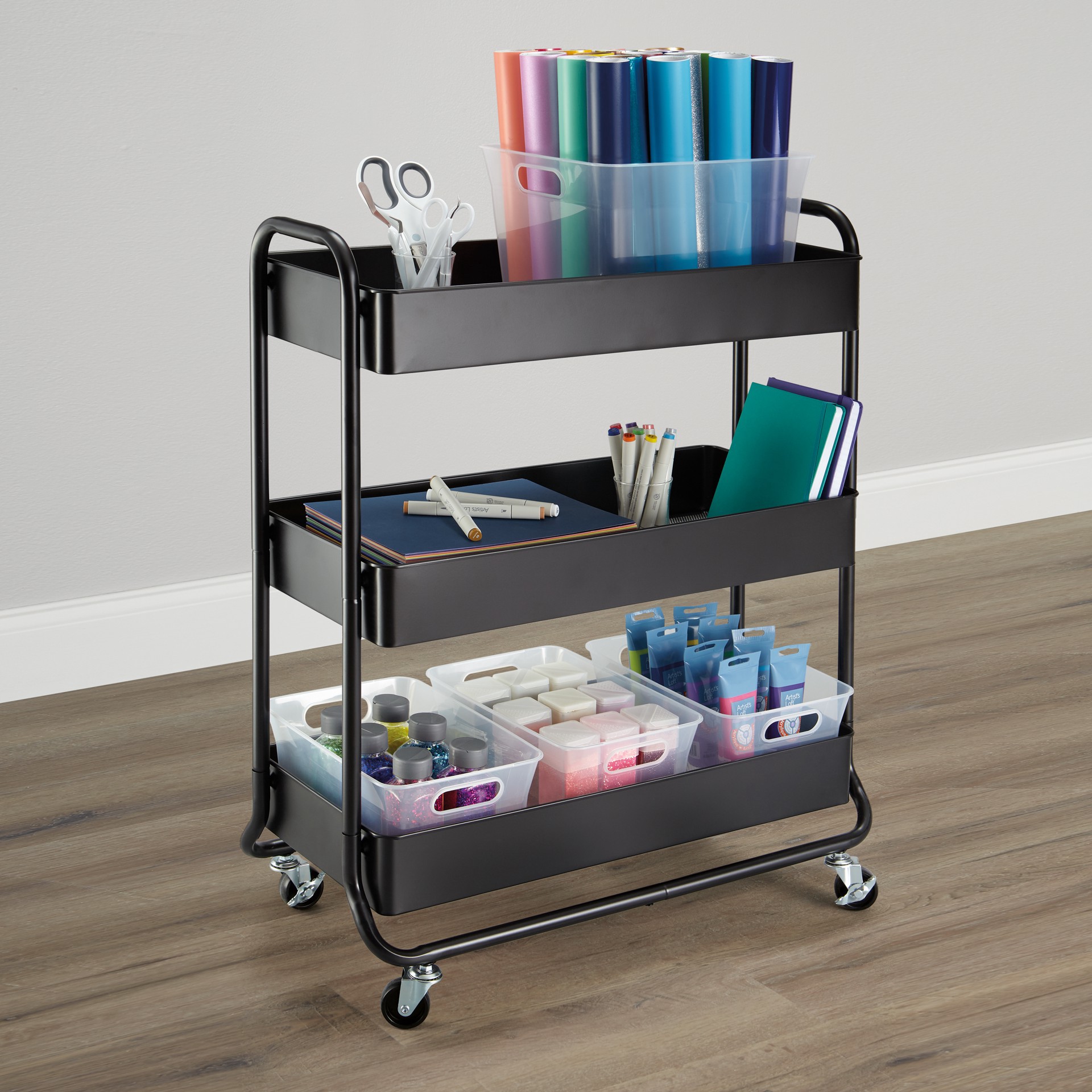 slide 2 of 5, Hudson Rolling Cart By Simply Tidy, 26.18 in x 12.83 in x 32.67 in