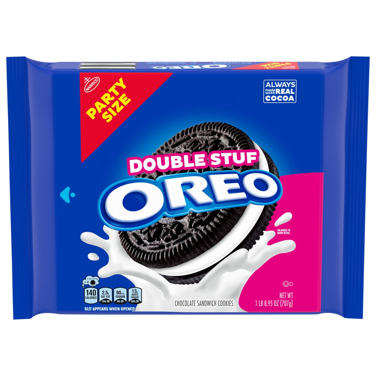 slide 2 of 15, OREO Double Stuf Chocolate Sandwich Cookies, Party Size, 24.95 oz, 0.71 oz