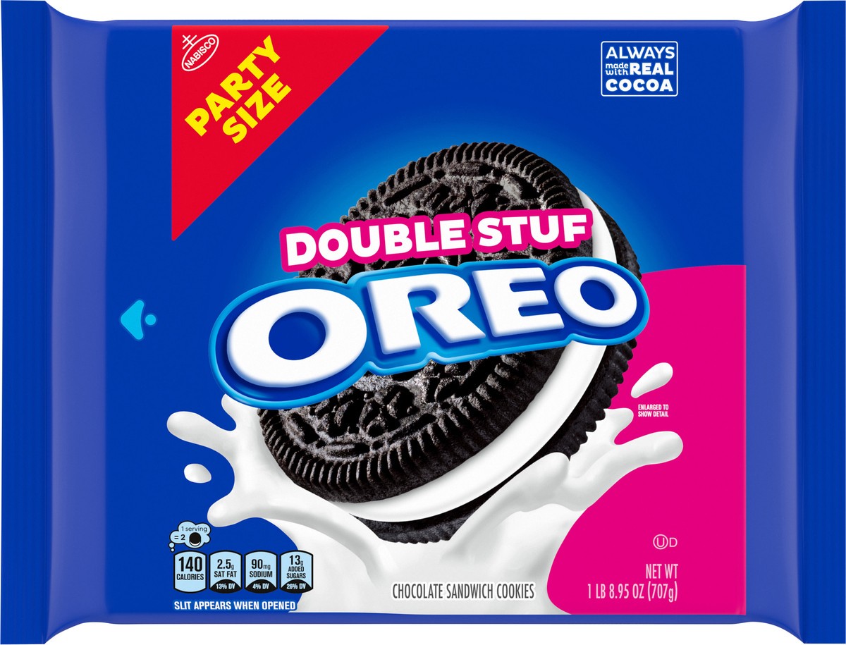 slide 12 of 15, OREO Double Stuf Chocolate Sandwich Cookies, Party Size, 24.95 oz, 0.71 oz