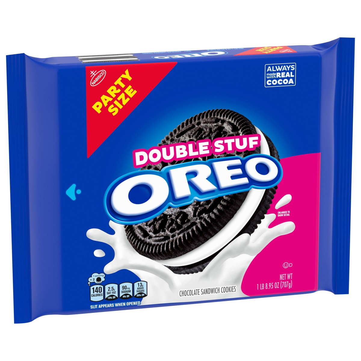 slide 7 of 15, OREO Double Stuf Chocolate Sandwich Cookies, Party Size, 24.95 oz, 0.71 oz