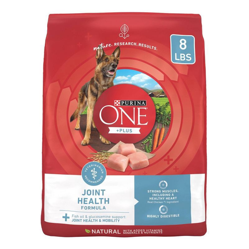 slide 1 of 7, Purina ONE Natural Dry Dog Food for Hip & Joint Care, +Plus Joint Health Formula - 8 lb. Bag, 8 lb