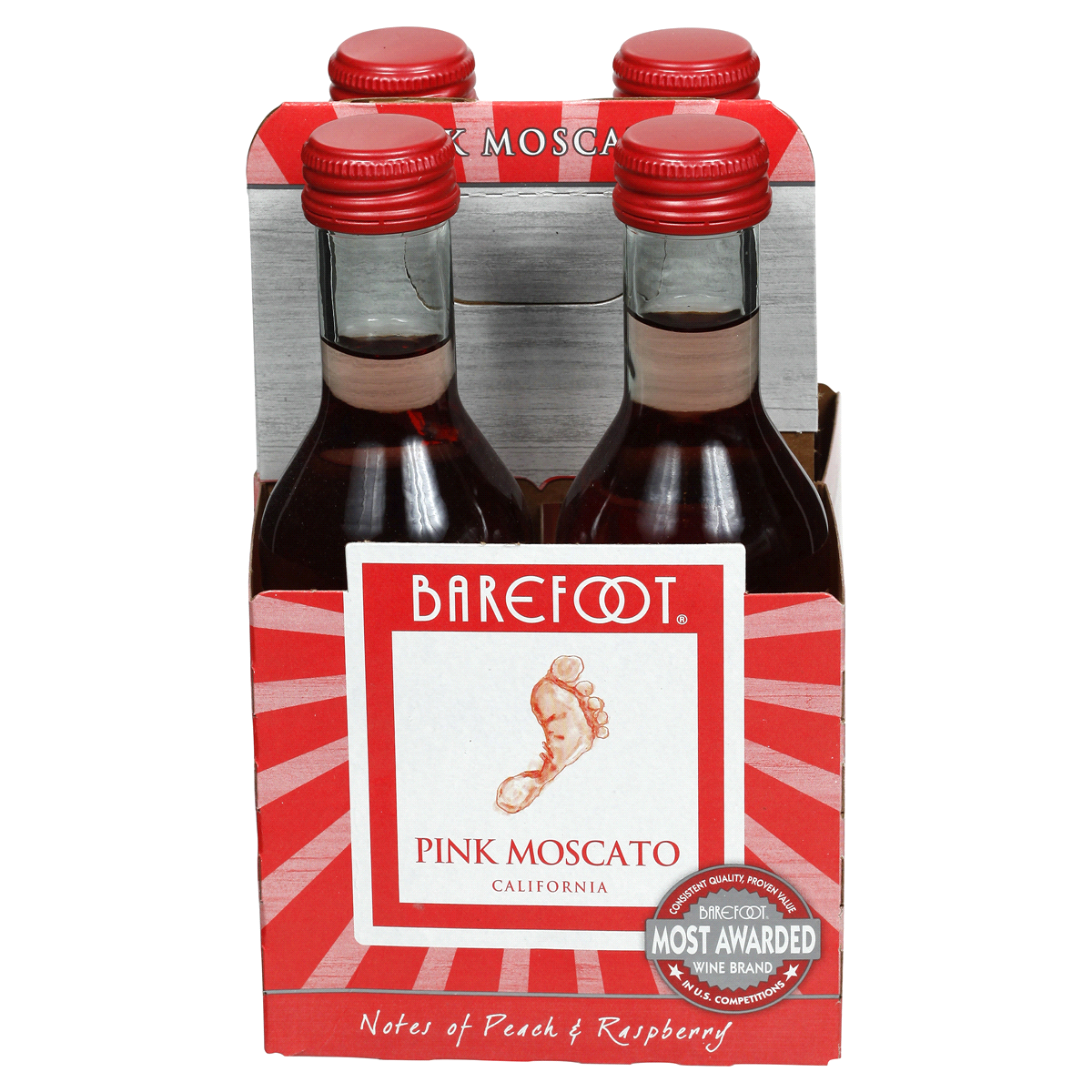 slide 1 of 6, Barefoot Pink Moscato, 4 ct; 187 ml