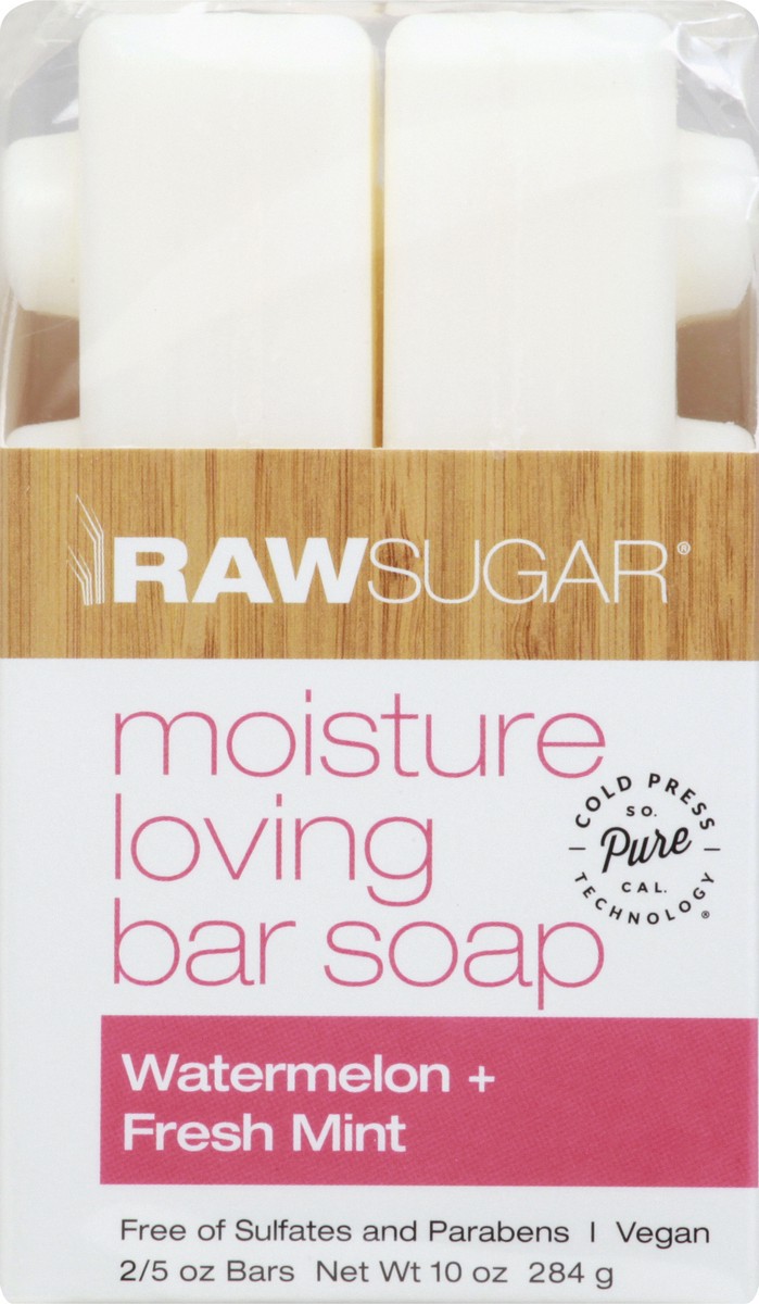 slide 4 of 11, Raw Sugar Moisture Loving Water Melon + Fresh Mint Bar Soap 2 ea, 2 ct