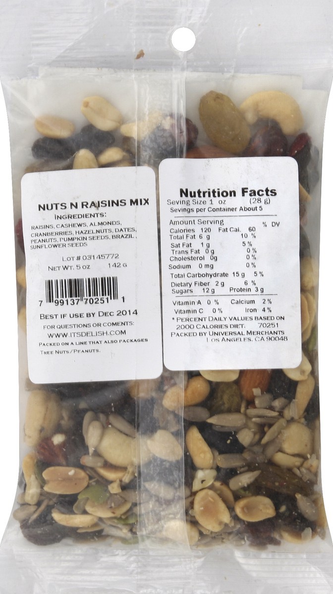 slide 4 of 4, It's Delish Nuts N' Raisin Mix 5 oz, 5 oz