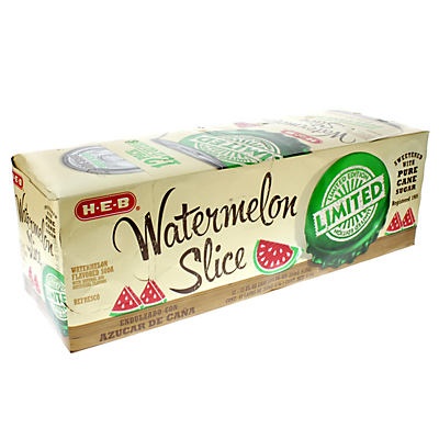 slide 1 of 1, H-E-B Limited Edition Watermelon Slice Pure Cane Sugar Soda- 12 oz, 12 oz