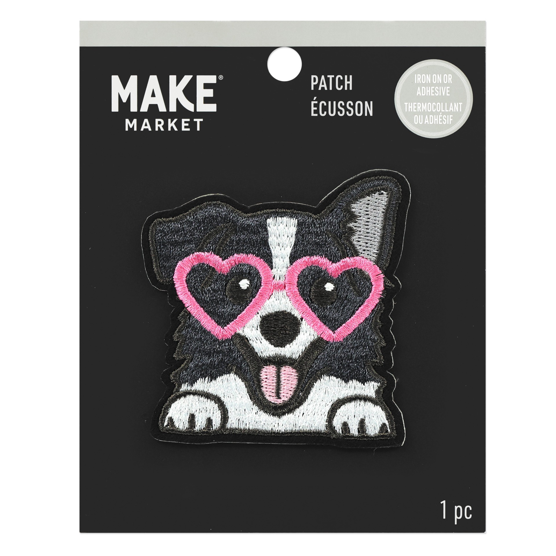 slide 3 of 4, Iron-On & Adhesive Dog Embroidered Patch By Make Market, 2.64 in x 2.72 in