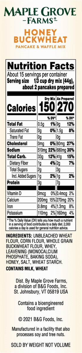 slide 3 of 9, Maple Grove Farms Honey Buckwheat Pancake & Waffle Mix 24 oz, 24 oz