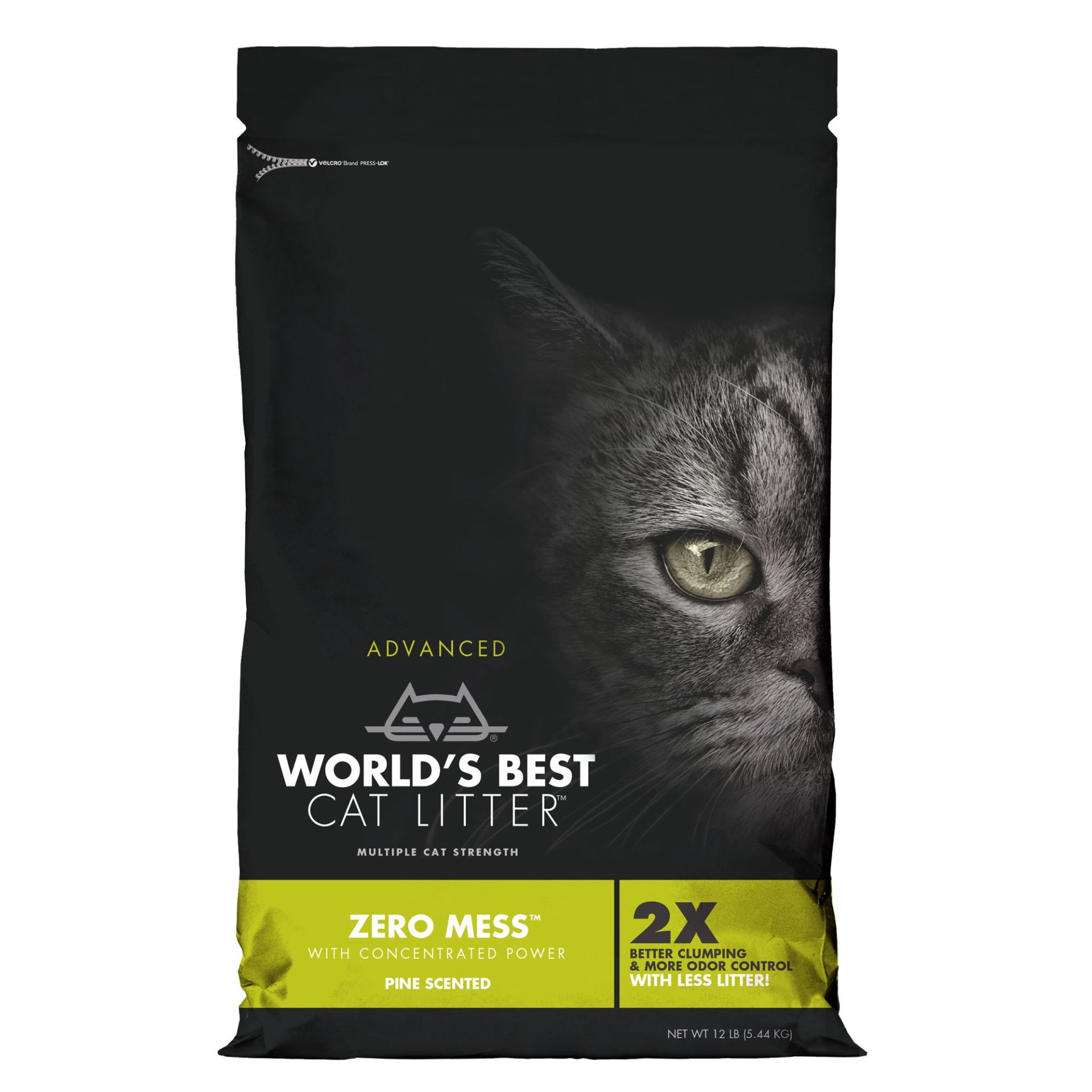 slide 1 of 1, World's Best Cat Litter Advanced Zero Mess Cat Litter - Clumping, Pine, 12 lb