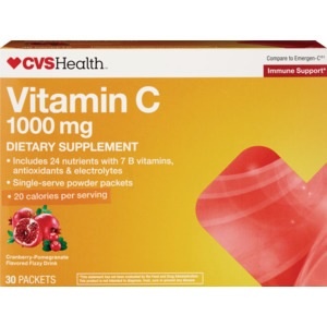 slide 1 of 1, CVS Health Immune Support Vitamin C Fizzy Drink Packet, Cranberry-Pomegranate, 30 ct