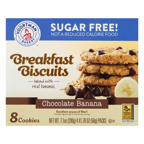 slide 1 of 1, Voortman Bakery Sugar Free Chocolate Banana Breakfast Biscuits, 8 ct; 7.1 oz