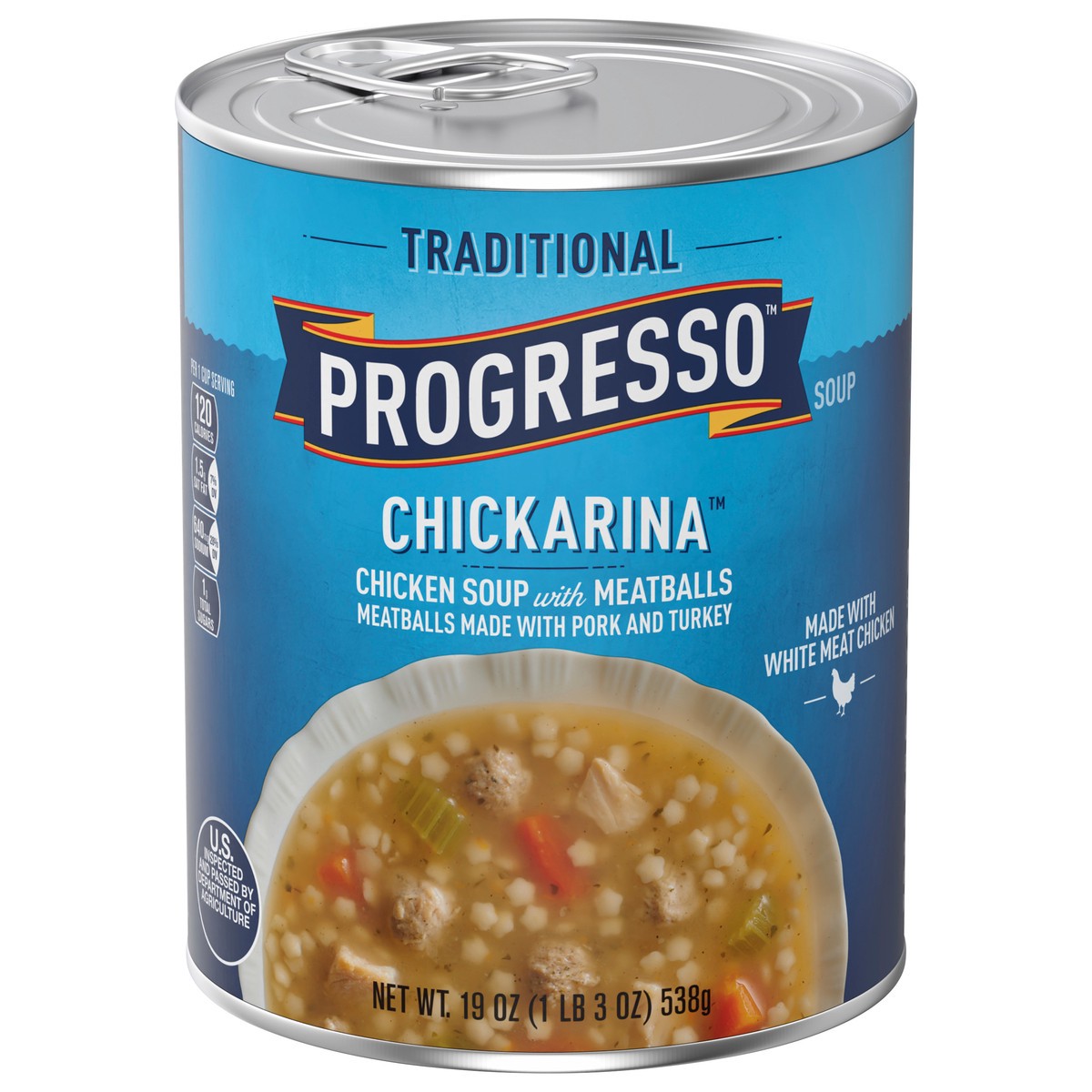 slide 1 of 1, Progresso Traditional, Chickarina Soup, 19 oz., 19 oz