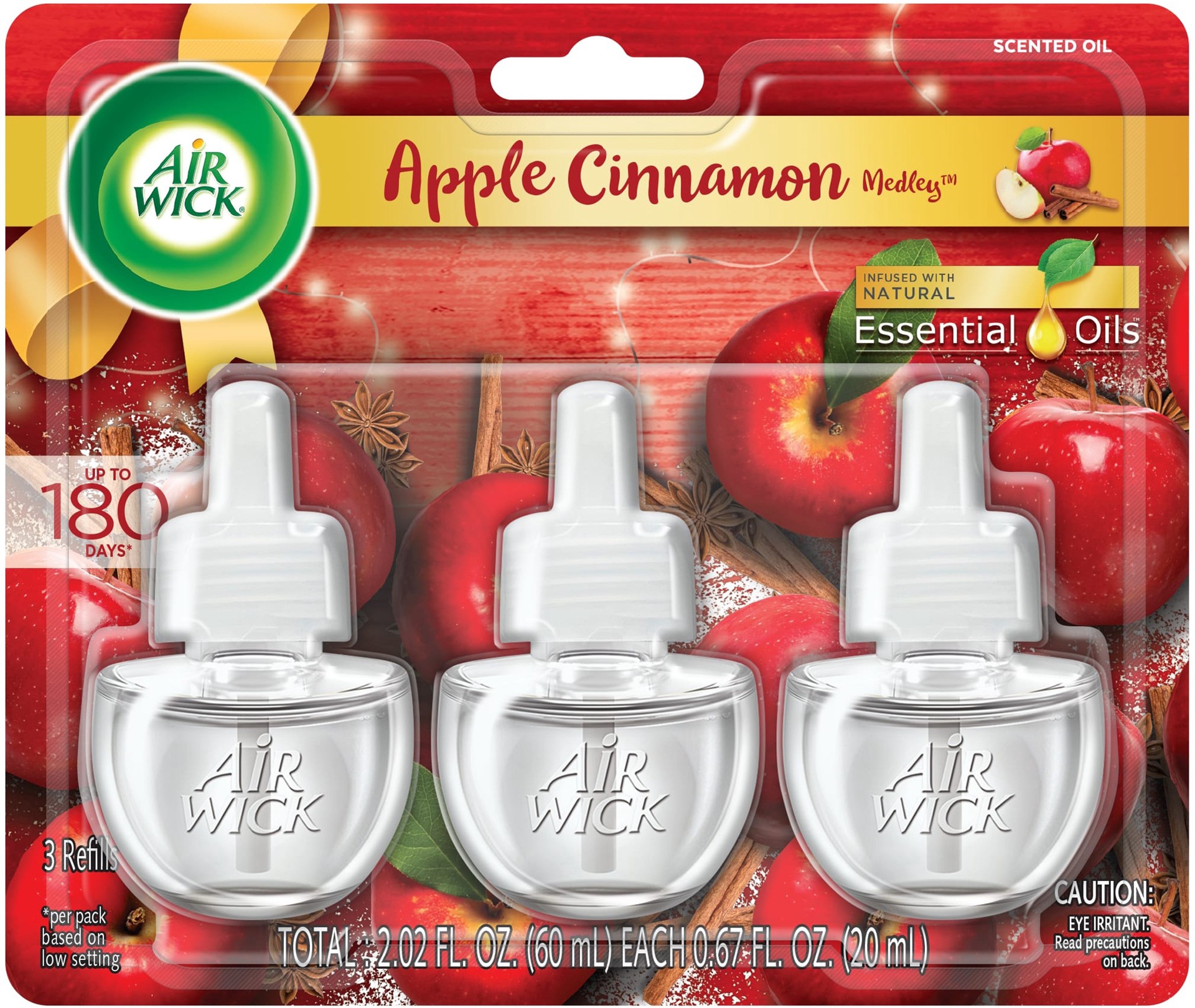 slide 1 of 9, Air Wick Plug in Scented Oil Refill, 3 Ct, Apple Cinnamon Medley, Air Freshener, 3 ct