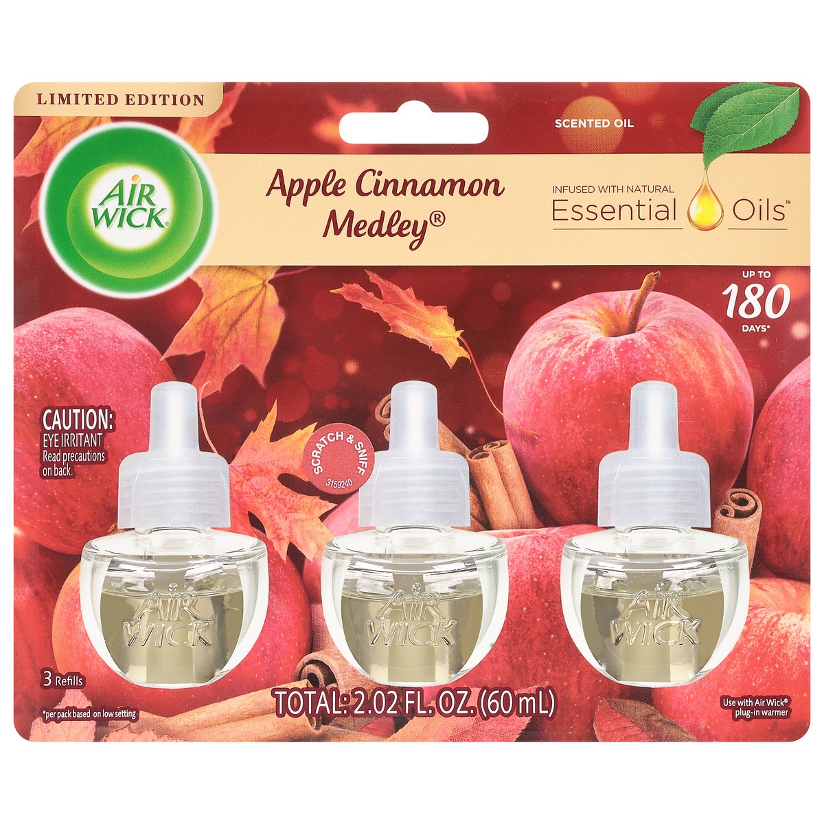 slide 1 of 9, Air Wick Limited Edition Apple Cinnamon Medley Scented Oil Refills 3 ea, 3 ct