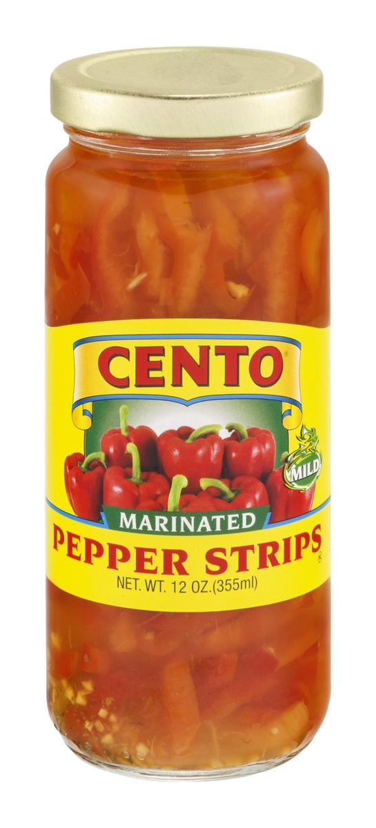 slide 1 of 1, Cento Marinated Pepper Strips, 12 fl oz