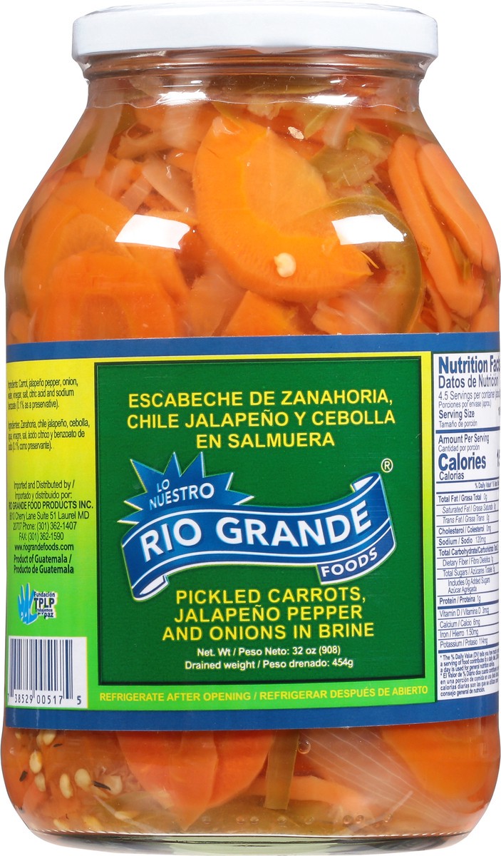 slide 7 of 9, Rio Grande Pickled Carrots, Jalapeno Pepper and Onions in Brine 32 oz, 32 oz