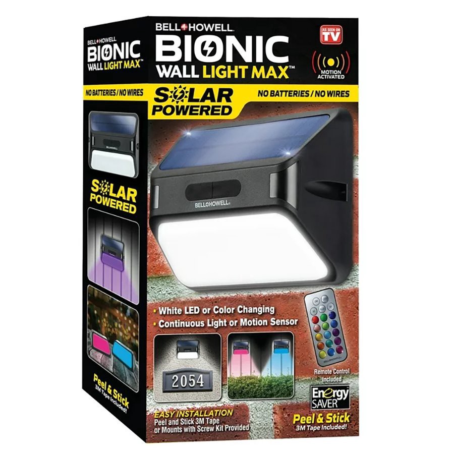 slide 1 of 1, Bell + Howell Bionic Solar Powered Wall Light Max, 1 ct